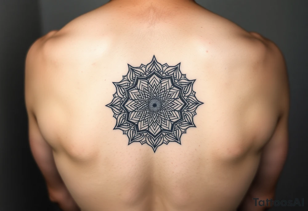 intricate mandala with sacred geometry and cosmic elements tattoo idea