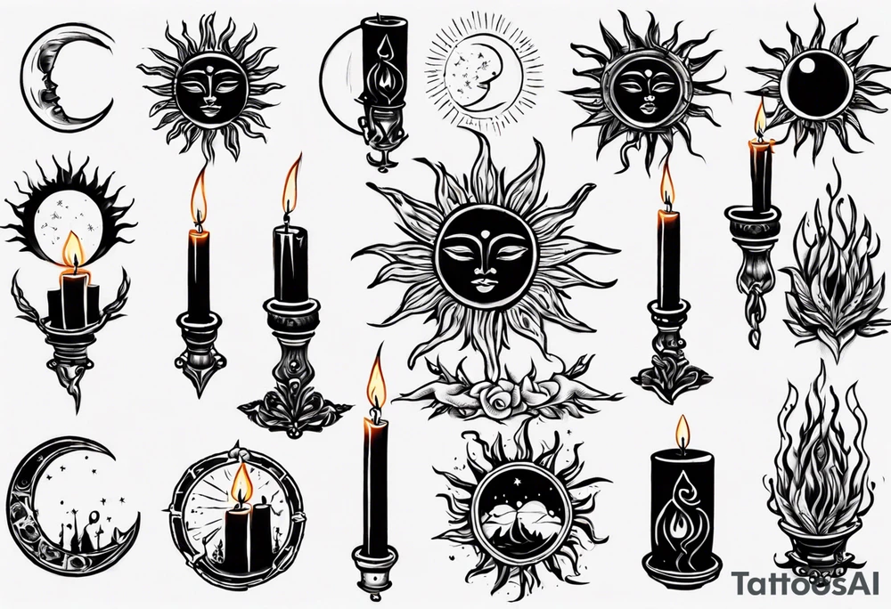 Sun. Moon. Candle. tattoo idea