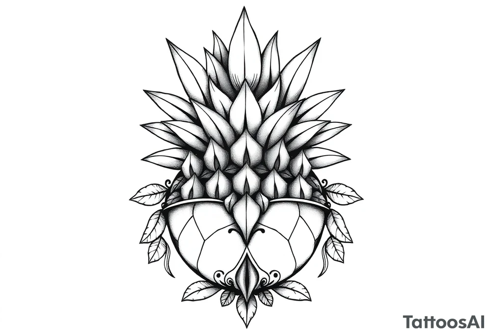 Bushy crown pineapple vagina,  design to go over vagina , erotic vagina  area design, anus to be at the bottom tattoo idea