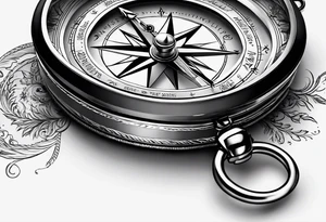 pocket compass opened with signature engraving on the top half inside tattoo idea