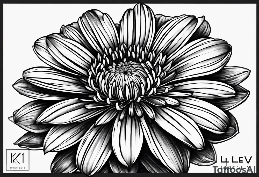 aster flower with roman numerals IX-VI-LVII tattoo idea