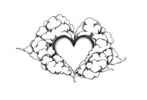 Clouds with a heart shaped noise coming out tattoo idea