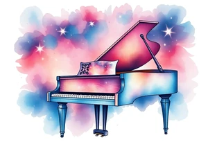 dreamy piano under the stars tattoo idea
