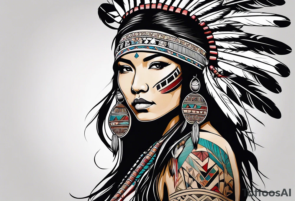 Native American girl tattoo idea