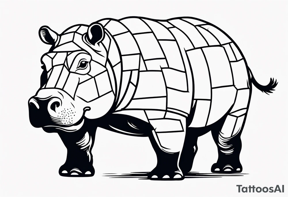 Hippo brick mason tattoo idea