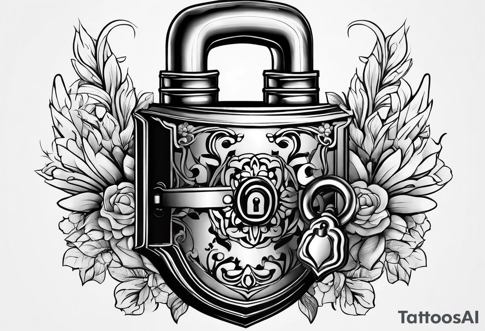 A vintage lock and key tattoo idea