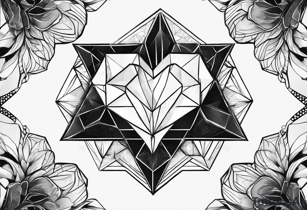 heart diamond black hexagon tattoo idea