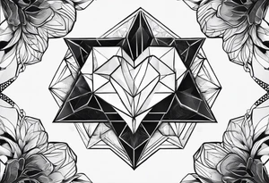 heart diamond black hexagon tattoo idea