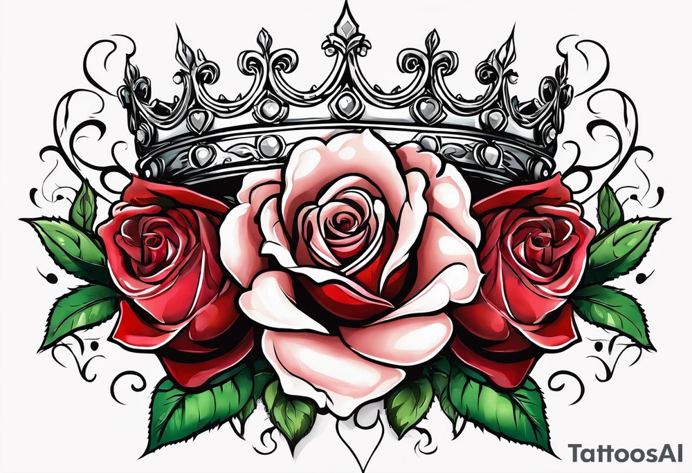 the rose queen's crown with a heart tattoo idea