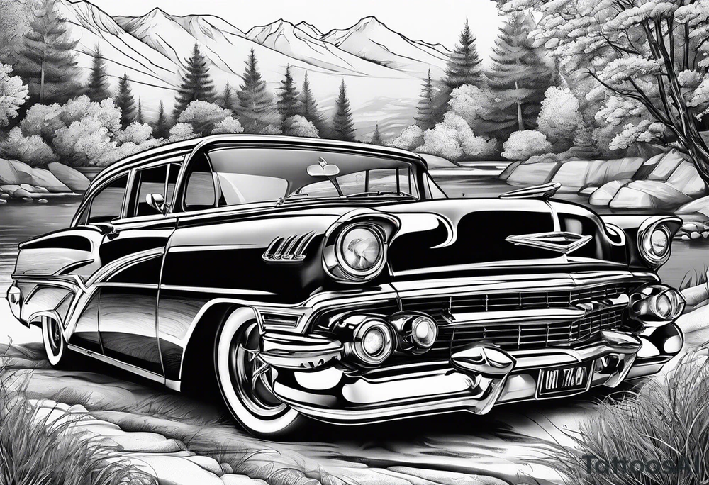 Fishing cars tattoo idea