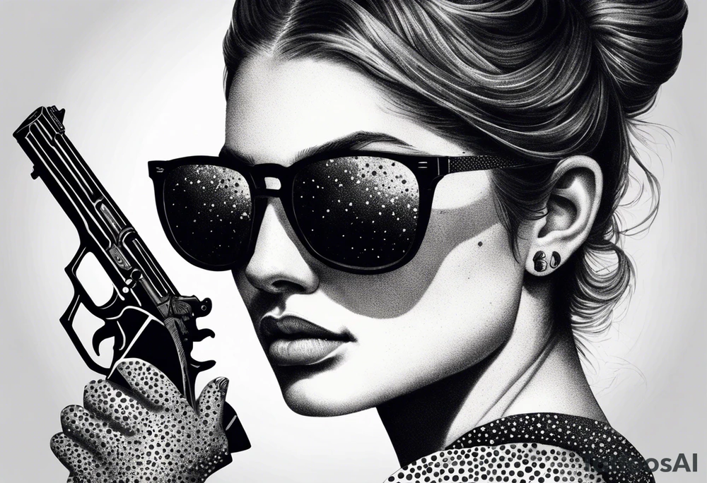 capricorn with sunglasses and gun tattoo idea