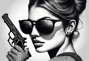 capricorn with sunglasses and gun tattoo idea