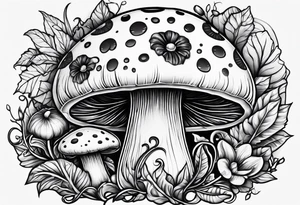 vines wrapped around a mushroom tattoo idea