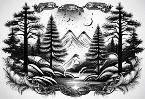 5 pine tree family tattoo idea