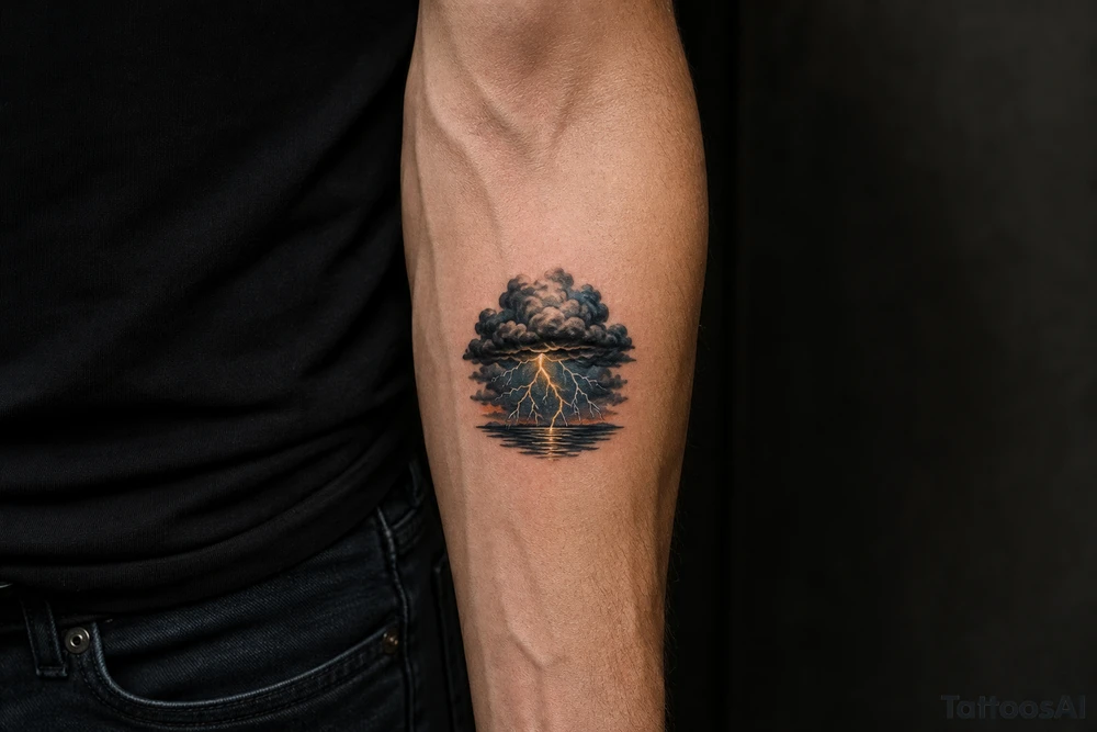 realistic lightning storm tattoo idea