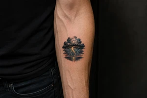 realistic lightning storm tattoo idea