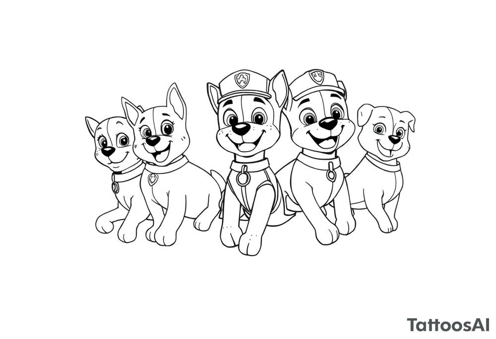 full squad of paw patrol tattoo idea