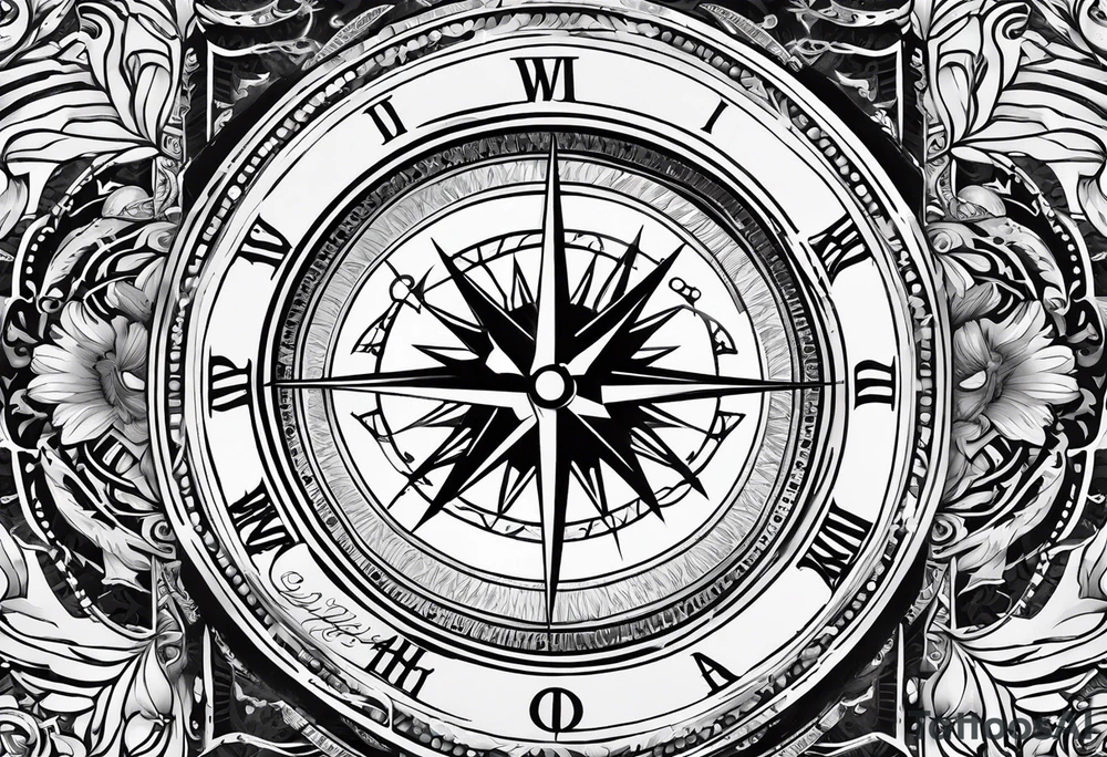 pocket compass opened with signature engraving on the top half inside tattoo idea