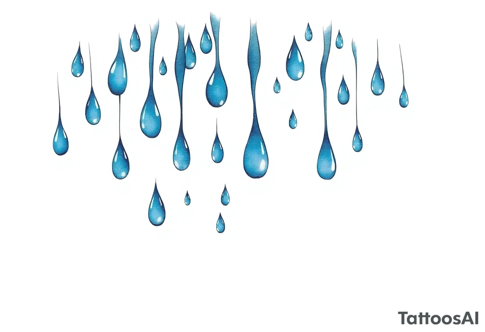 blue rain droplets white background tattoo idea