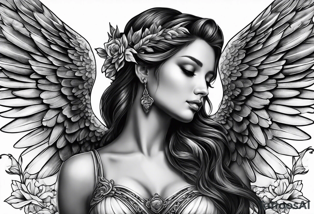 Angel with hummingbird tattoo idea