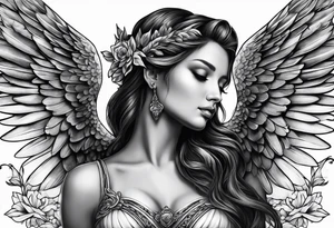 Angel with hummingbird tattoo idea