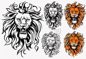 Rampant Lion using black and orange tattoo idea