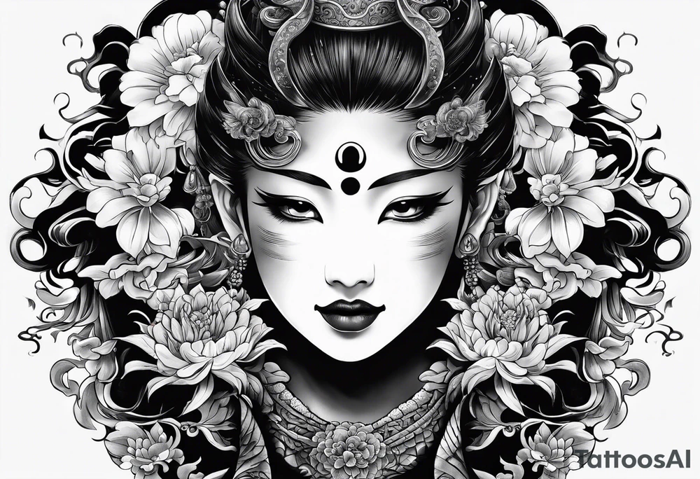 The Japanese say you have three faces. The first face, you show to the world. The second face, you show to your close friends and your family. The third face, you never show anyone.

japanese demon tattoo idea