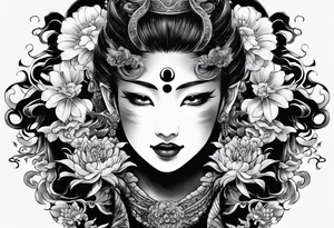 The Japanese say you have three faces. The first face, you show to the world. The second face, you show to your close friends and your family. The third face, you never show anyone.

japanese demon tattoo idea