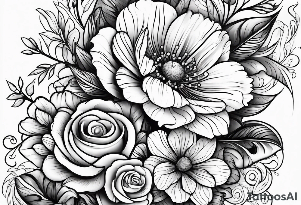 ornaments of flowers tattoo idea