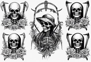 Skeleton with scythe death tattoo idea