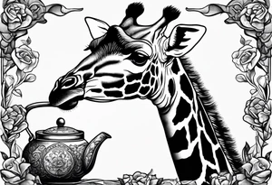 giraffe, tea pot, belt, brunch tattoo idea