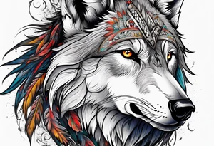 Wolf with beard tattoo idea