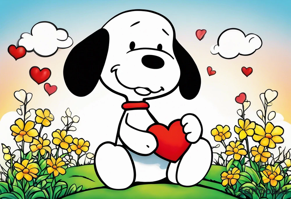 snoopy 2000s with a heart tattoo idea