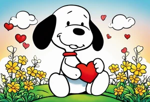 snoopy 2000s with a heart tattoo idea