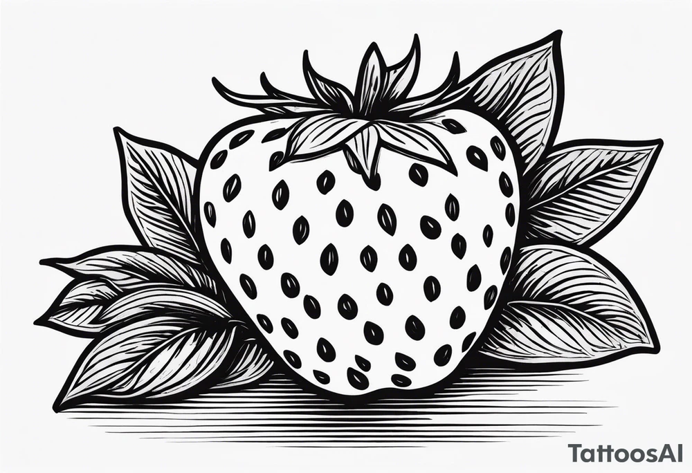 Woodcut drawing Strawberry tattoo idea