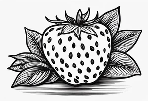 Woodcut drawing Strawberry tattoo idea