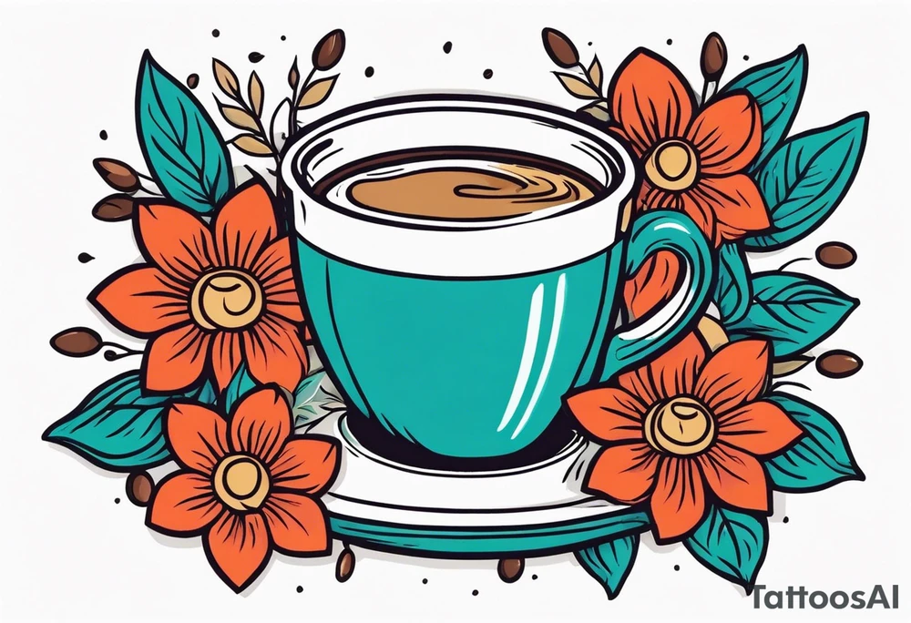 coffee 
old school vintage simple traditional design surrounded by vintage flowers cross



bold color simple tattoo idea