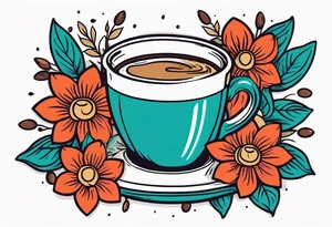 coffee 
old school vintage simple traditional design surrounded by vintage flowers cross



bold color simple tattoo idea