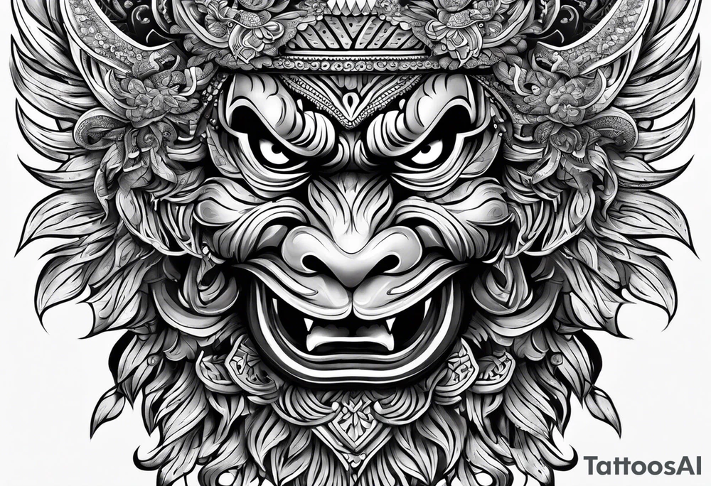 strong barong indonesia tattoo idea