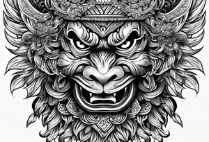 strong barong indonesia tattoo idea