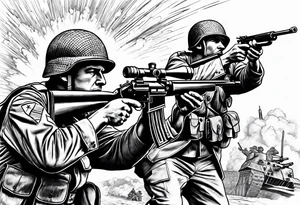 World war 2 British soldiers shooting explosion tattoo idea