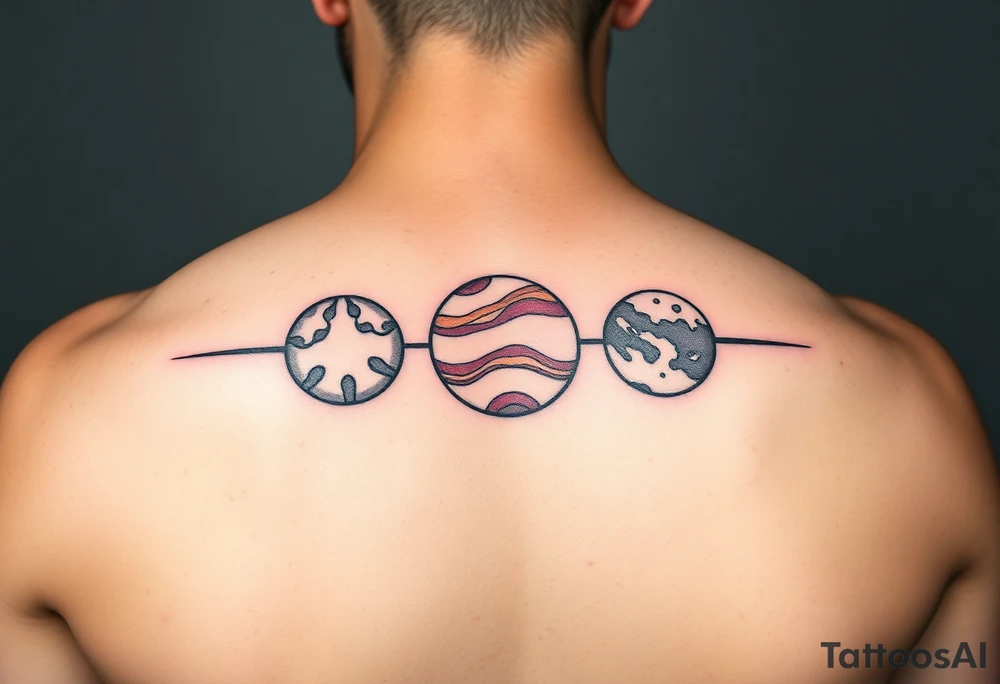 3 planet horizontal tattoo idea