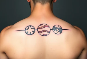 3 planet horizontal tattoo idea