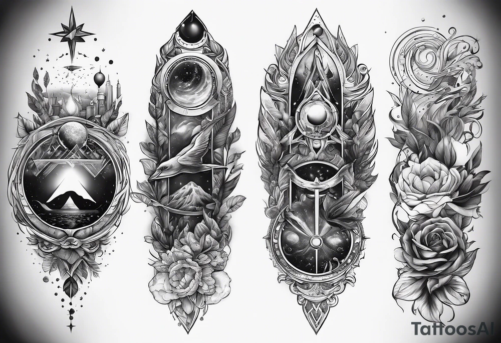 Interstellar tattoo showcasing forms of life on right hand tattoo idea