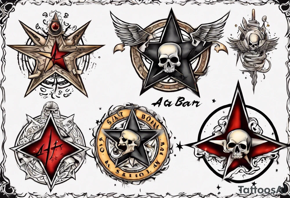 Star with a scar and scroll at the bottom with the words A Scar Is Born tattoo idea