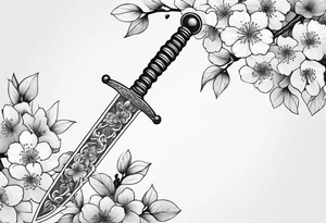 cherry blossom dagger tattoo idea