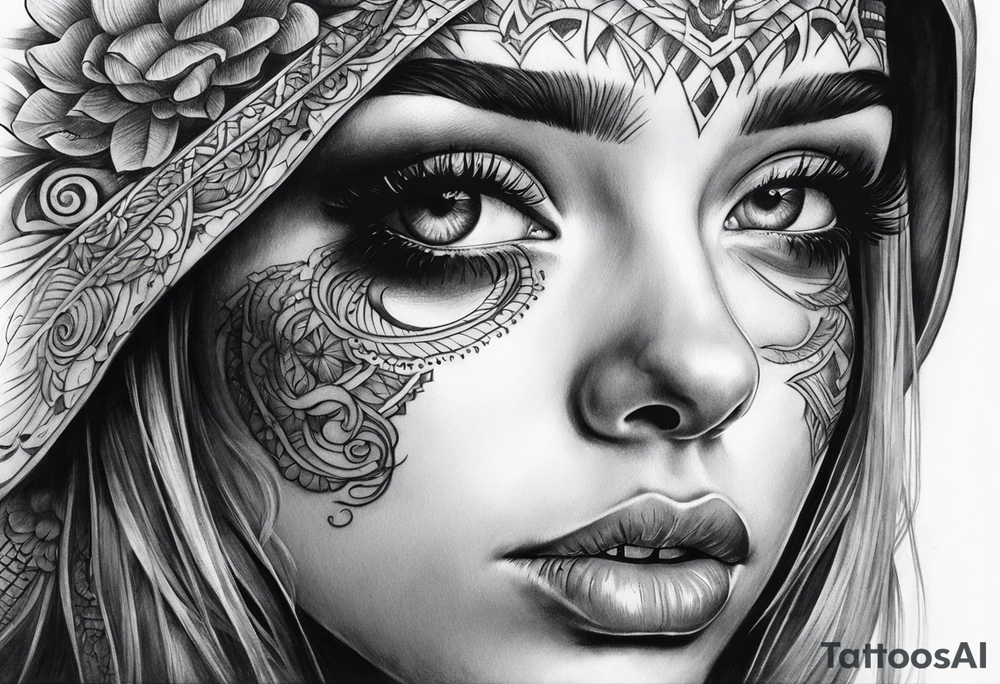 dead girl with eye reflection tattoo idea