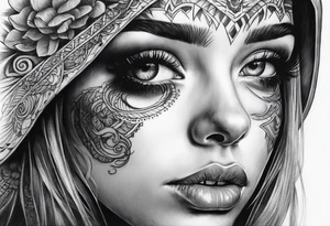 dead girl with eye reflection tattoo idea