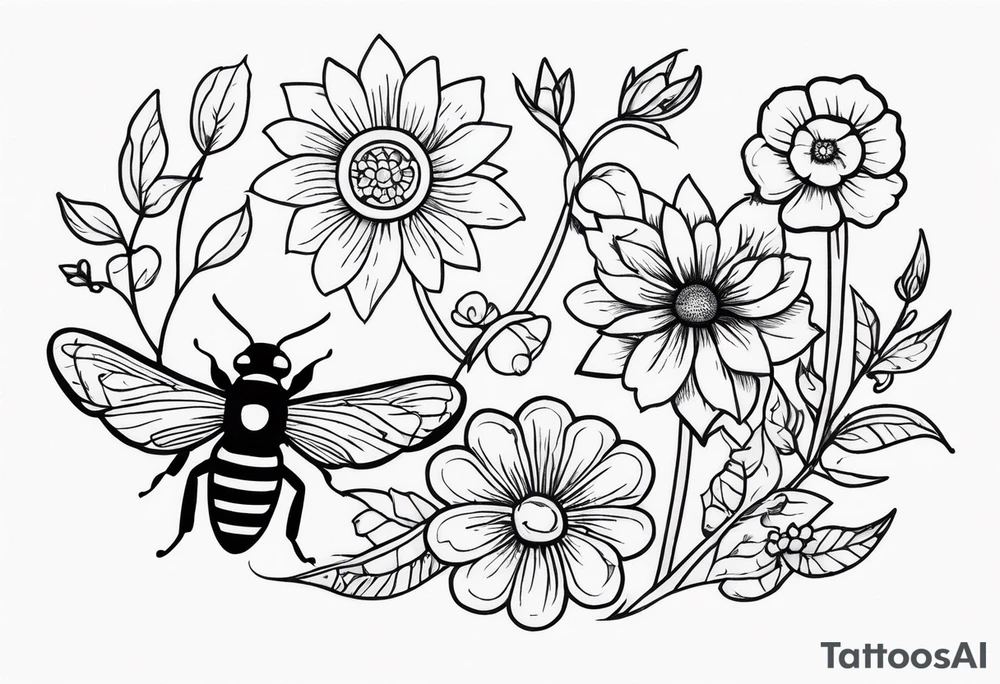 Bugs and flowers tattoo idea