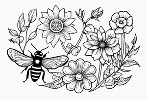 Bugs and flowers tattoo idea